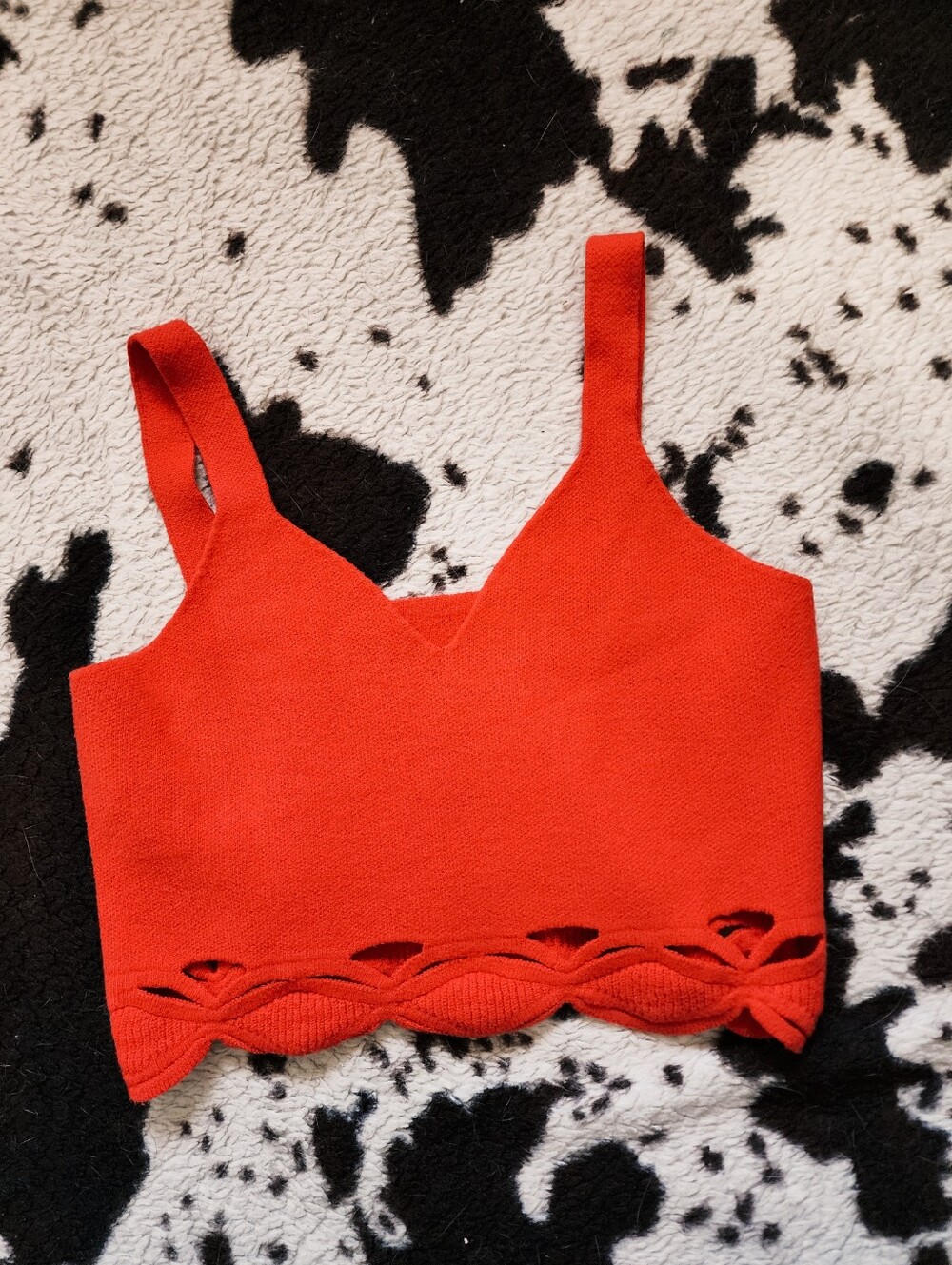 WOMEN'S CROPPED KNIT TANK - RED